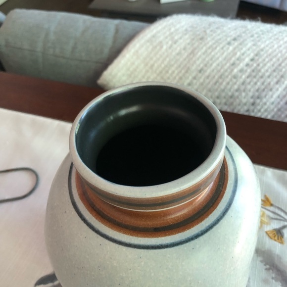 SOLD Lapid #181 Vase Signed By Batia Pottery Stoneware Light Blue with Stripes - Picture 3 of 6